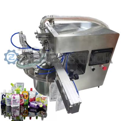 Desktop Rotary Table Automatic Electric Filling Capping Integrated Machine Easy Operate Liquid Food Paper Spout Pouch Machine